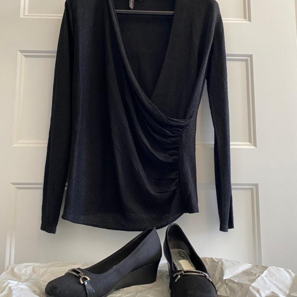 OFERTA! blusa negra bling bling (s) elastic + zapatos coach Nº8